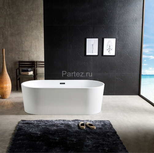 Ванна акриловая Azario BRISTOL 1600х800х580, свободностоящая, в комплекте с сифоном и металлической 