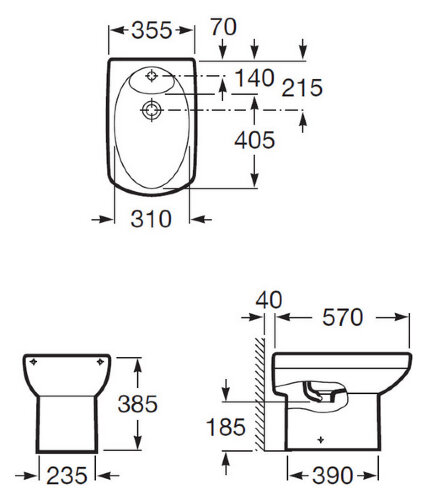 Roca DAMA SENSO Биде напольное, 570 мм