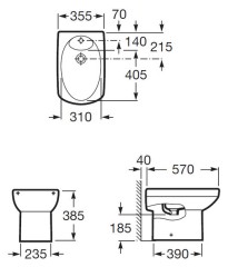 Roca DAMA SENSO Биде напольное, 570 мм