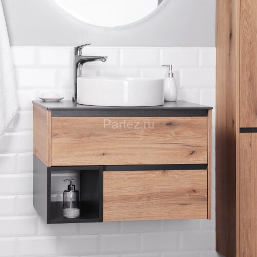 Столешница керамогранит Итана Plane 75 747х481х10 к тумбе Pino 75, черный матовый (CS00087626)