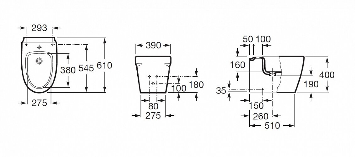 Z KHROMA Биде напольное, 610 мм