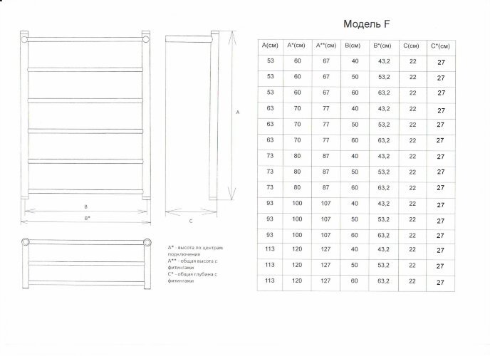 Полотенцесушитель водяной ДВИН FJ лесенка 80/50 с полкой, полированный (4627152137482)