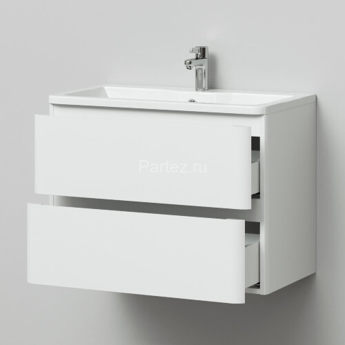 Комплект тумба Итана Roberto 80 (795х56х06) подвесная, с раковиной Adel 80, белый глянец (375043)