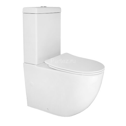 Унитаз-компакт Azario Renda 615х365х840 напольный, безободковый, в комплекте с арматурой, сиденье ми