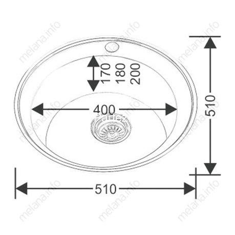 Мойка 510 N 0,6/170 врезная круглая с сифоном  (018a N*15)