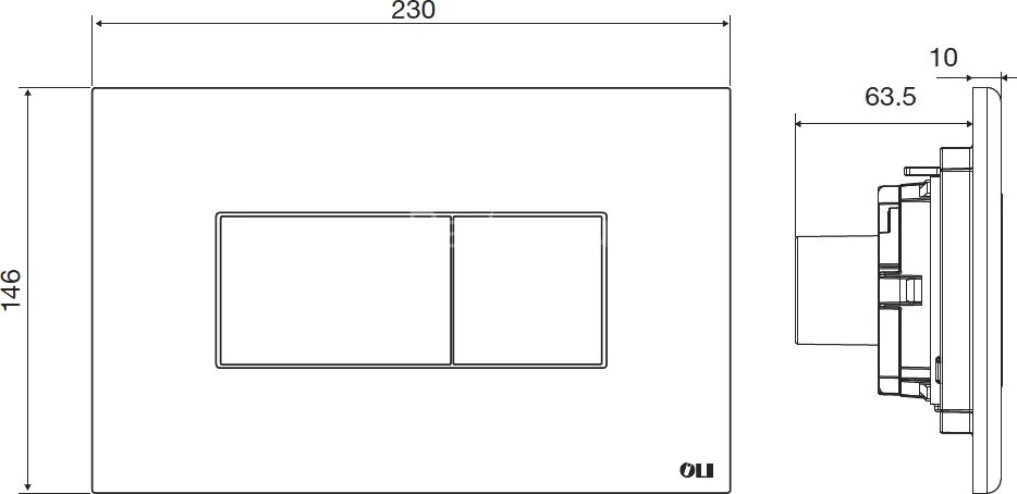 Кнопка смыва OLI KARISMA пневм. двойная , пластик, soft-touch, черная (CG27000011631)