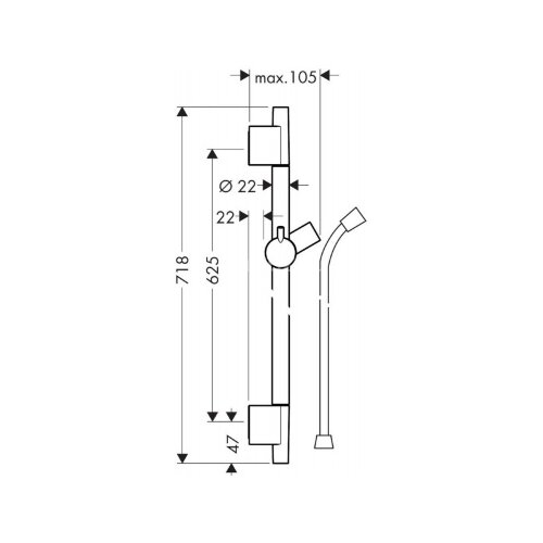 Душевая штанга Hansgrohe Unica S Puro 65 см со шлангом
