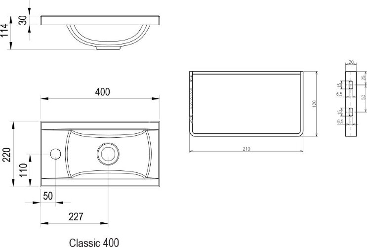 Мини - раковина Ravak Classic 400, белая (XJD01140000)