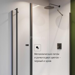 Душевая дверь Roca CAPITAL распашная 100х195, толщина полотна 6мм универсальная, цвет профиля черный