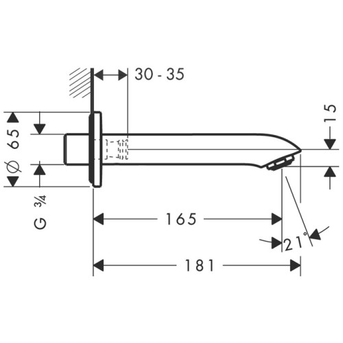 Hansgrohe 31494000 Metris Излив на ванну, 3/4