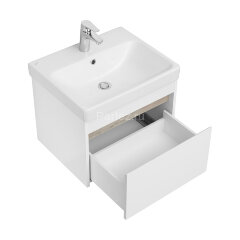 Тумба под раковину AQUATON Марти 55 подвесная, Белый/Дуб Эндгрейн (1A263201MY010)