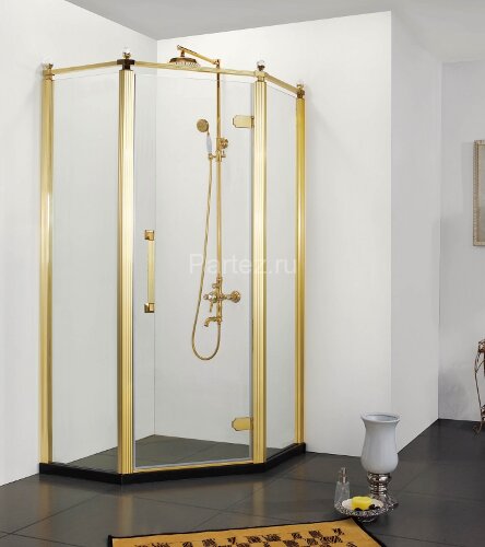 Душевое ограждение Azario ONTARIO 1000х1000х2000 без поддона, прозрачное стекло 8 мм, цвет профиля золото (AZ-NBB3231 1000 GOLD)