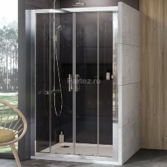 Душевая дверь Ravak раздвижная 190х190, толщина полотна 6мм универсальная, цвет профиля хром