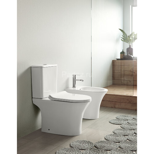 Биде напольное Azario FRETTA ROUND Размер 540х340х400 мм, белый