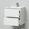 Комплект тумба Итана Roberto 60 (597х454х606) подвесная, с раковиной Adel 60/Adelina 60, белый гляне