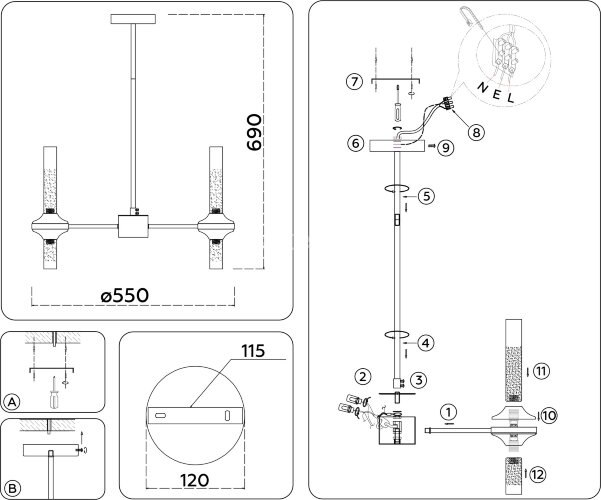 Потолочная люстра Ambrella LH55351