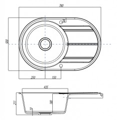 Кухонная мойка AQUATON Амира, серая (1A712932AI230)