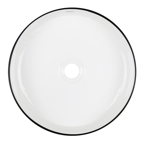 Раковина-чаша Azario 355х355х120 накладная, круглая, белый глянец/черная оконтовка (AZ-3134-BE)