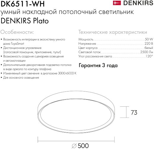 Потолочный светильник Denkirs DK6511-WH/1