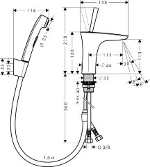 15275400 PuraVida Набор для биде, белый/хром