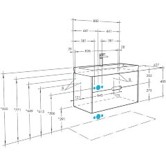 Тумба под раковину AQUATON Оливия 90 подвесная Грей/Дуб Ойстер (1A254401OLUG0)