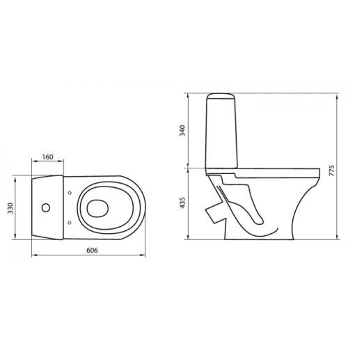 Унитаз-компакт Sanita Аттика Эконом с сидением стандарт (WC.CC/Attica/1-P/WHT.G/S1)