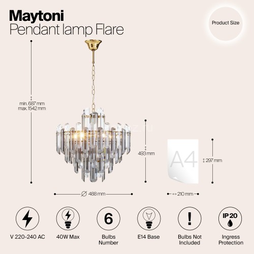 Подвесная люстра Maytoni DIA200PL-06G