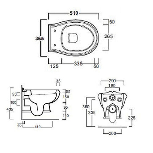 Унитаз подвесной Simas Arcade 365х435х510 безободковый "Rimless", без сиденья, цвет белый (AR841bi)