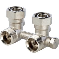 Узел нижнего подключения радиатора для однотрубной системы угловой 3/4" Stout