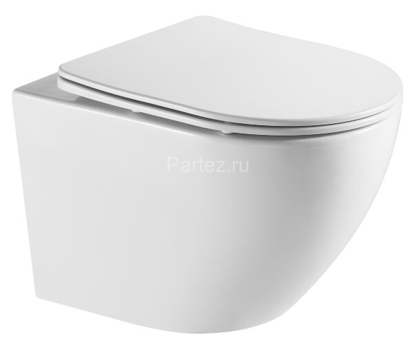 Унитаз подвесной Azario Grado 370х490х360 безободковый, с системой антивсплеск (Торнадо) в комплекте