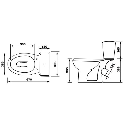 Унитаз-компакт Элисса Стандарт, с сиденьем, синий (43355130202)