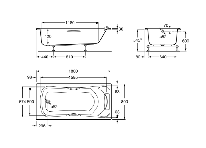 Roca BeCool Акриловая прямоугольная ванна 180*80