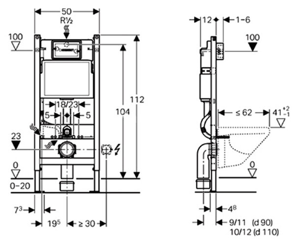 Инсталляция для подвесного унитаза Geberit Duofix Delta (111.153.00.1 )