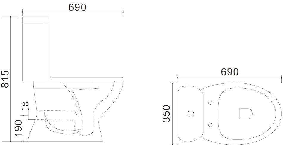 Унитаз-компакт Azario AZ-2037-P 690х345х810 напольный, с быстросъемным сиденьем микролифт, белый (AZ